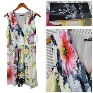 New Madison Paige Dress size Medium Garden Surplice Skirt Easter spring floral